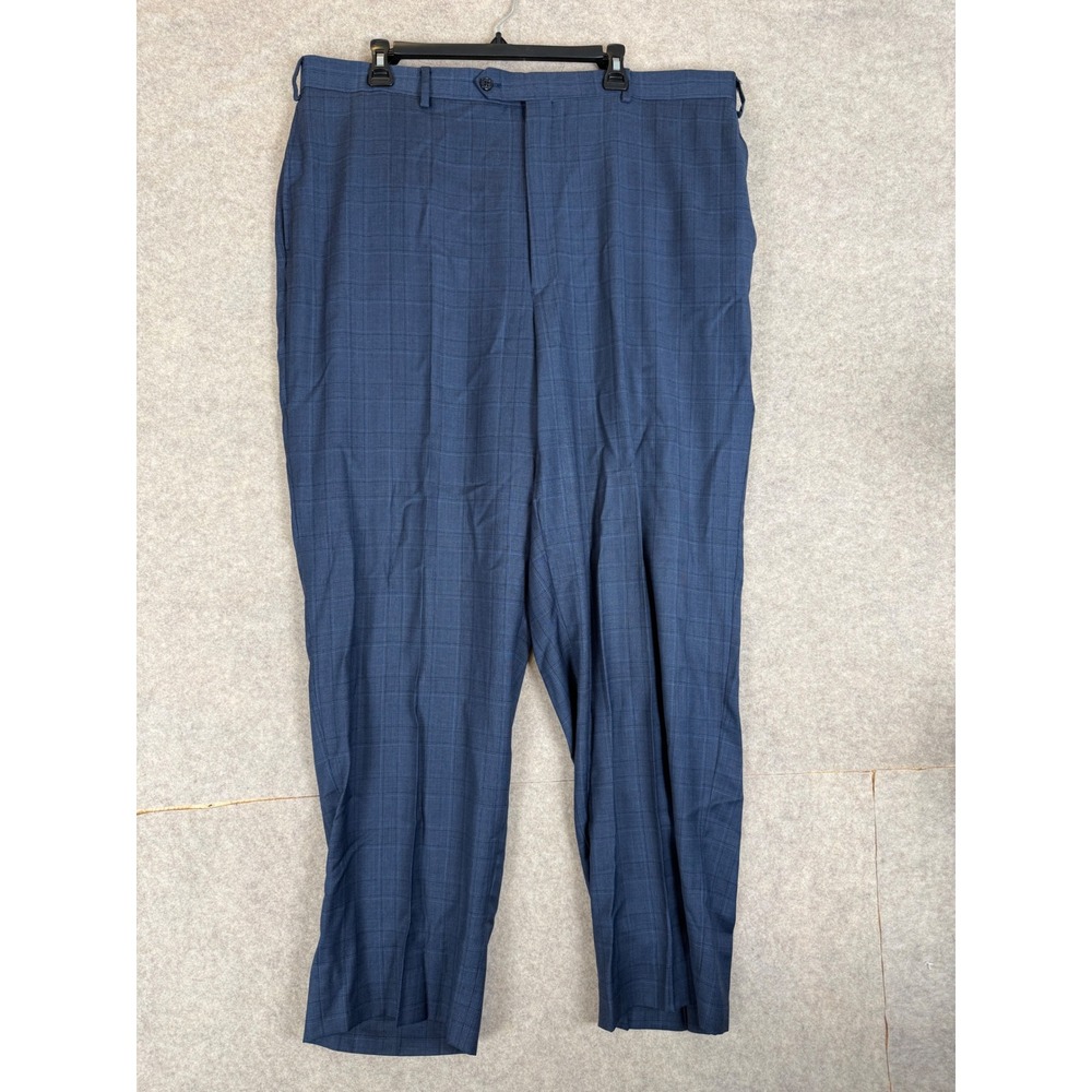 Jos. A. Bank Dress Pants 41x30.5 Blue Glen Plaid Flat Front Trousers Mens - Picture 2 of 9